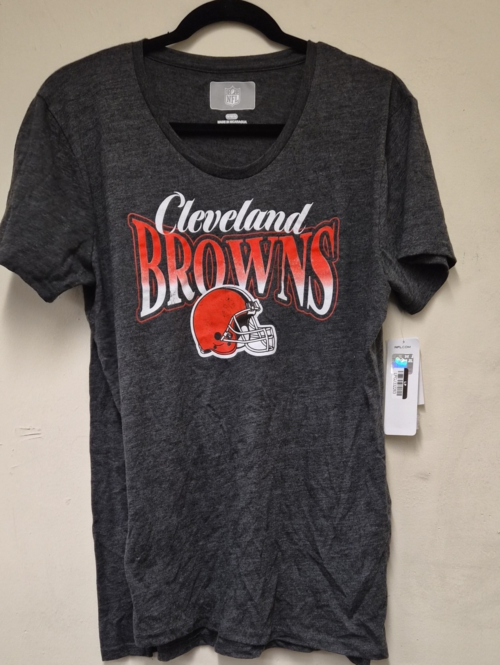 NFL Cleveland Browns Women’s Charcoal Tee with Orange Logo | Size M